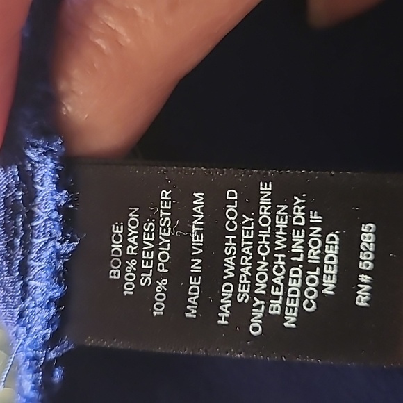EXPRESS Dark Blue Flared Dress with Sheer Flowy Sleeves - Size Medium - Picture 6 of 10